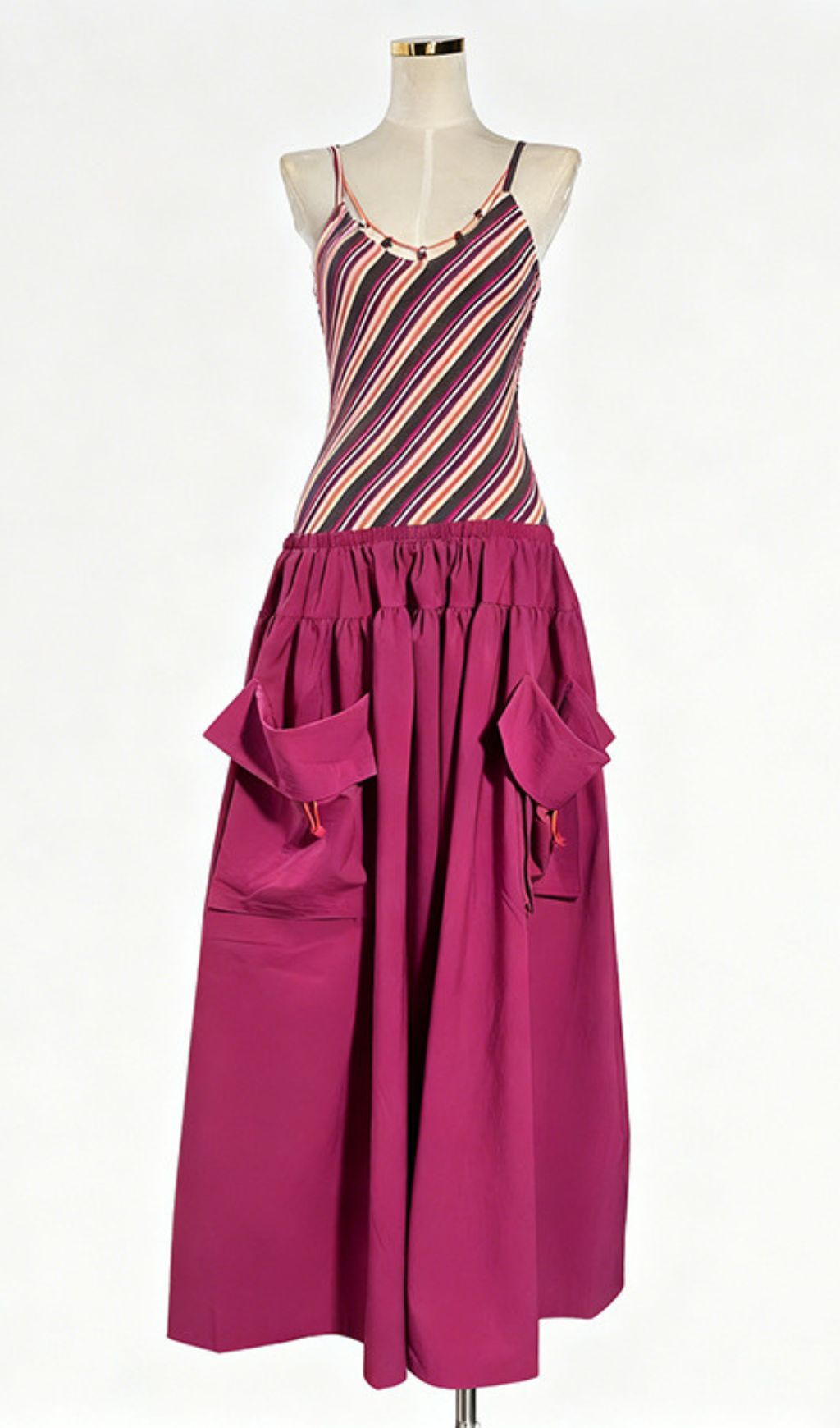 Jalal Vibrant Striped Maxi Dress with Statement Pockets