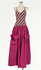 Jalal Vibrant Striped Maxi Dress with Statement Pockets
