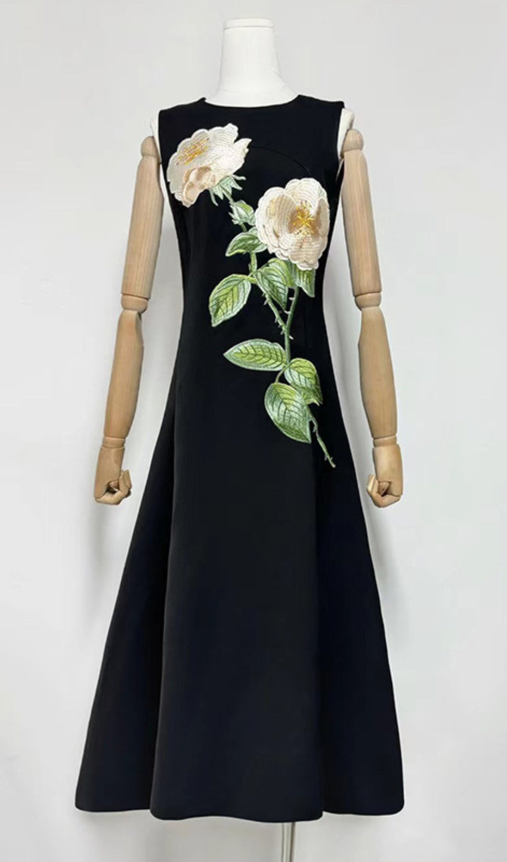 Gigi Rose Bloom Embroidered Sleeveless Midi Dress