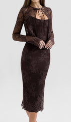 Deza Luxe Chocolate Lace Corset Midi Dress & Matching Bolero Set