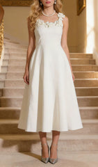 Janan White Floral Midi Dress