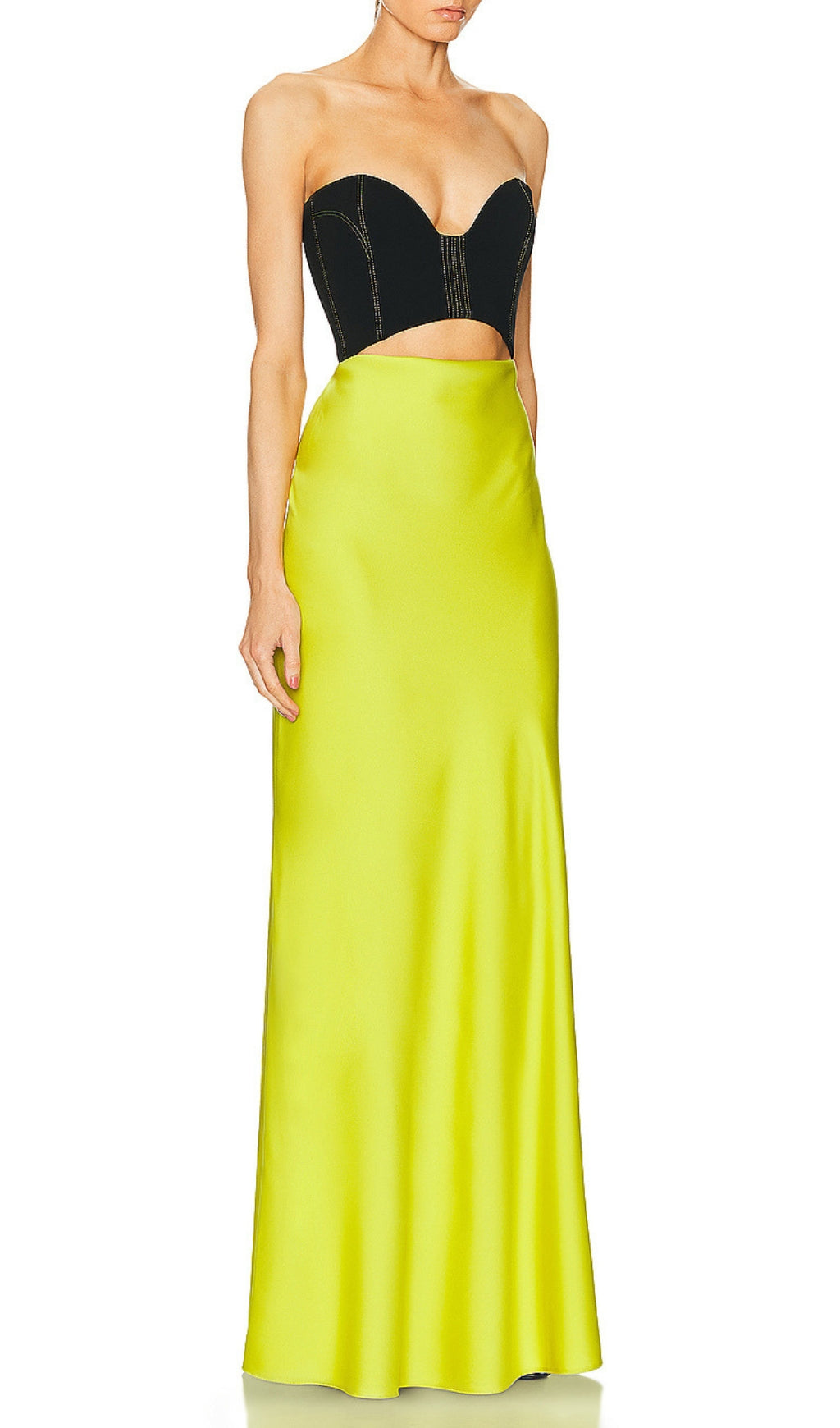 Emery Strapless Two-Tone Cutout Maxi Dress