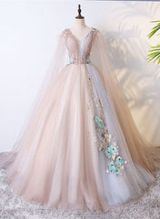 Precioso vestido de fiesta largo de tul con escote en V 
