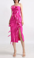 Eider Fuchsia Floral Strapless Midi Dress