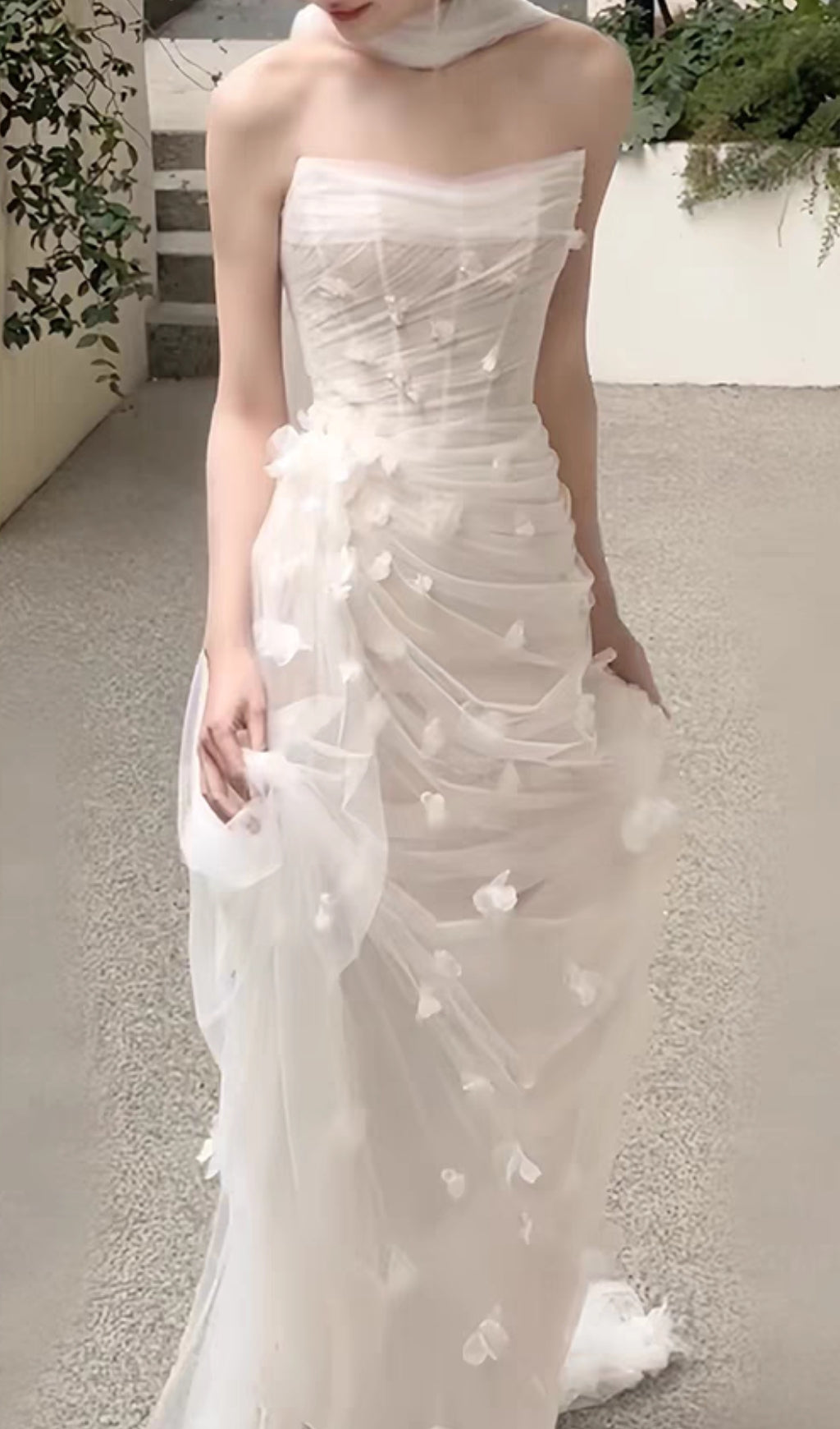 Felton Ethereal Floral Tulle Strapless Corset Wedding Gown