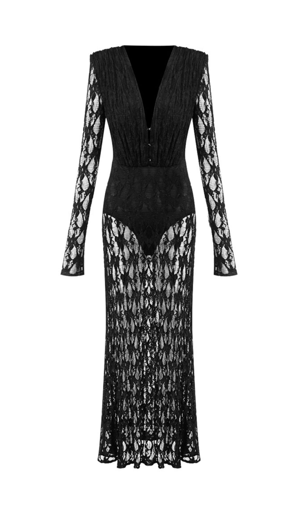 Jemma Black Sheer Lace Maxi Dress