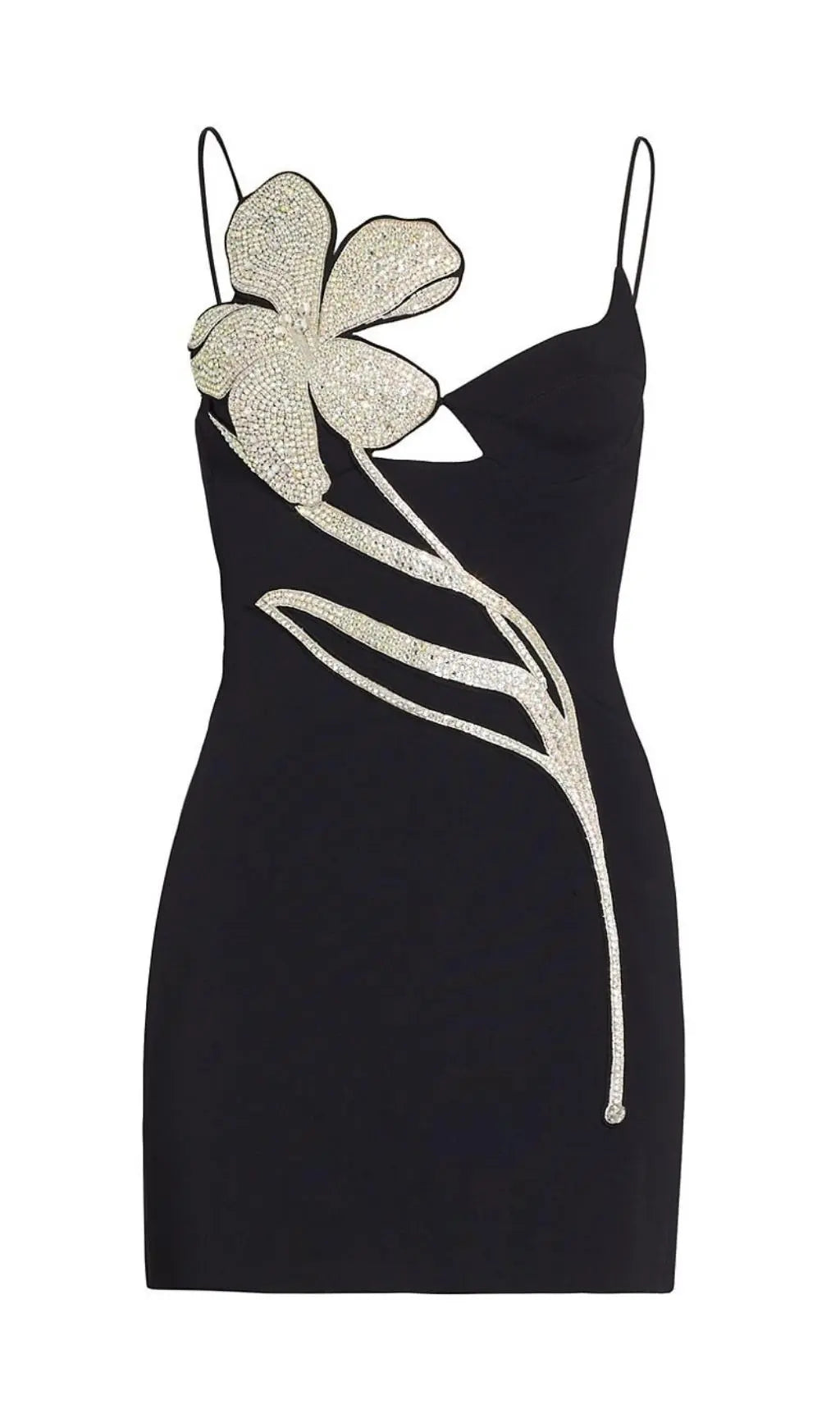 Sparkling Crystal Flower Bodycon Mini Dress for Women