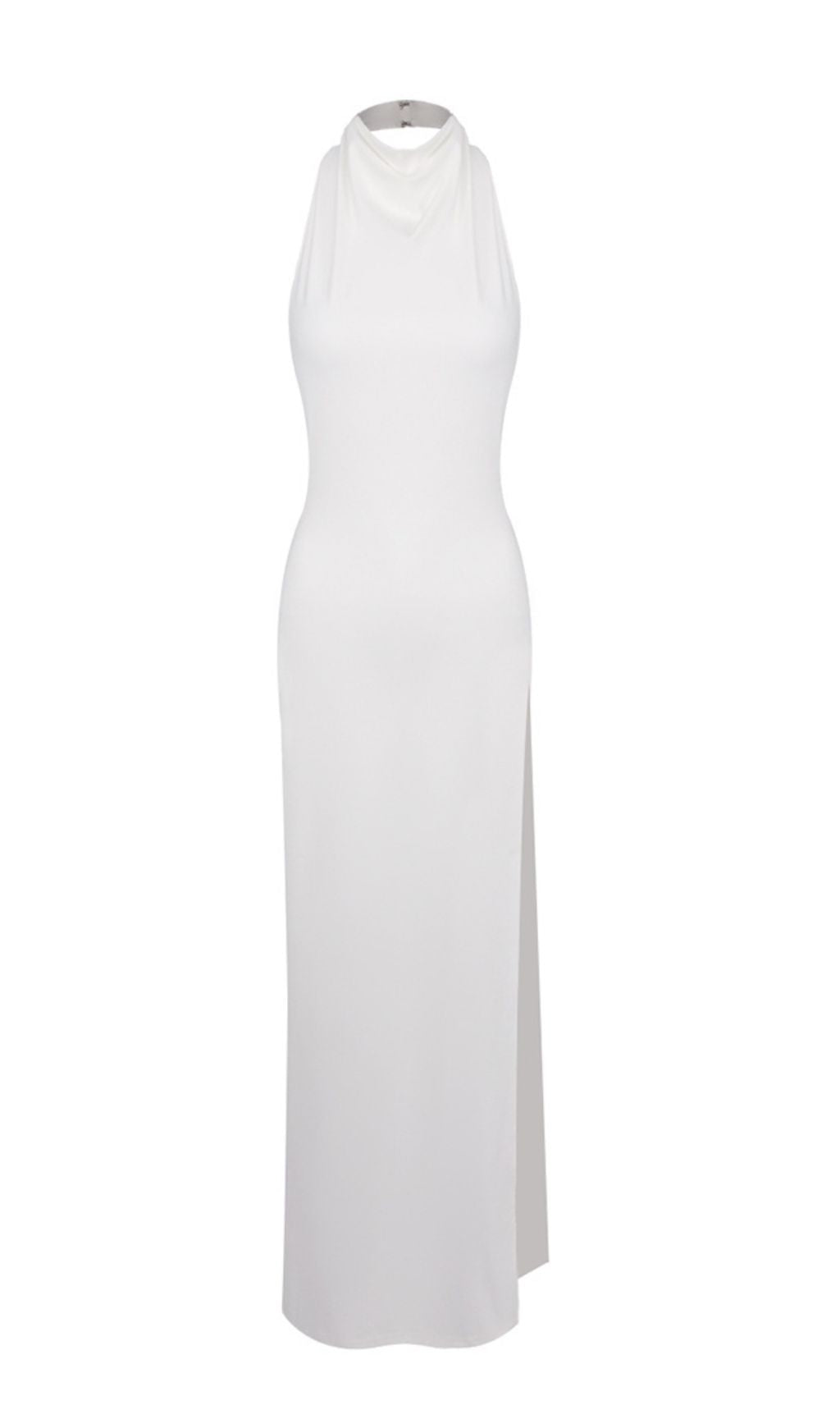 Isaura White Halter Neck Backless Maxi Dress