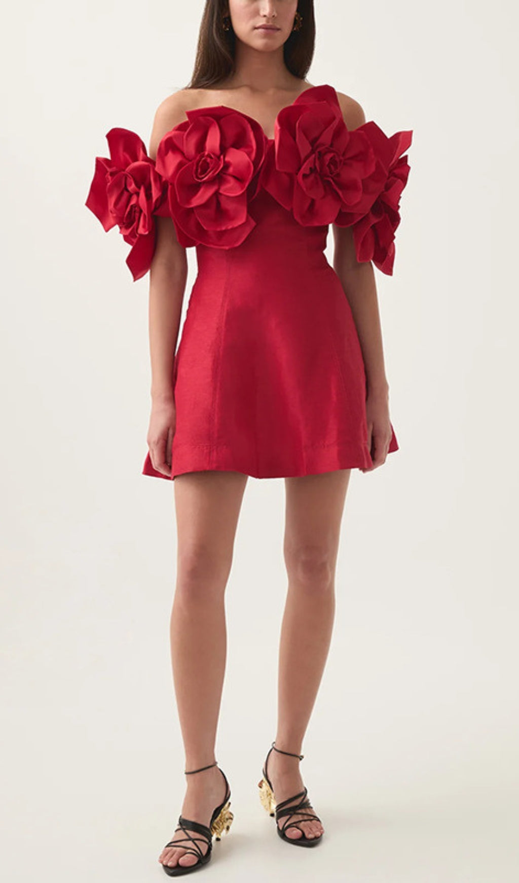 Blush Pink 3D Floral Off-Shoulder Mini Dress