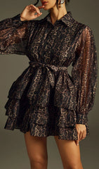 Hazra Fierce Leopard Print Tiered Mini Dress