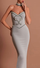 Grete Luxe Strapless Diamante Bandage Maxi Gown