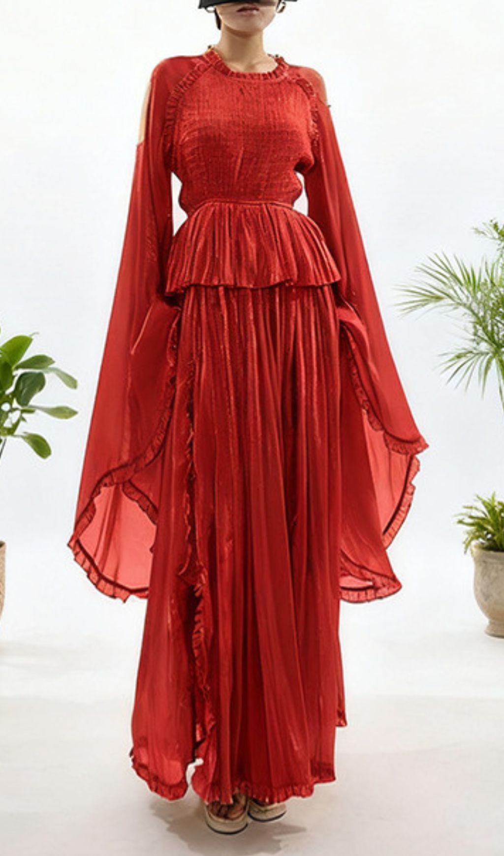 Holle Golden Pleated Maxi Dress for Women