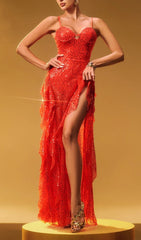 Sparkling Sequin Split Maxi Dress