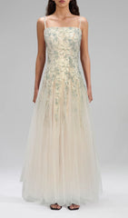 Gustave Ethereal Floral Embroidered Mesh Maxi Dress