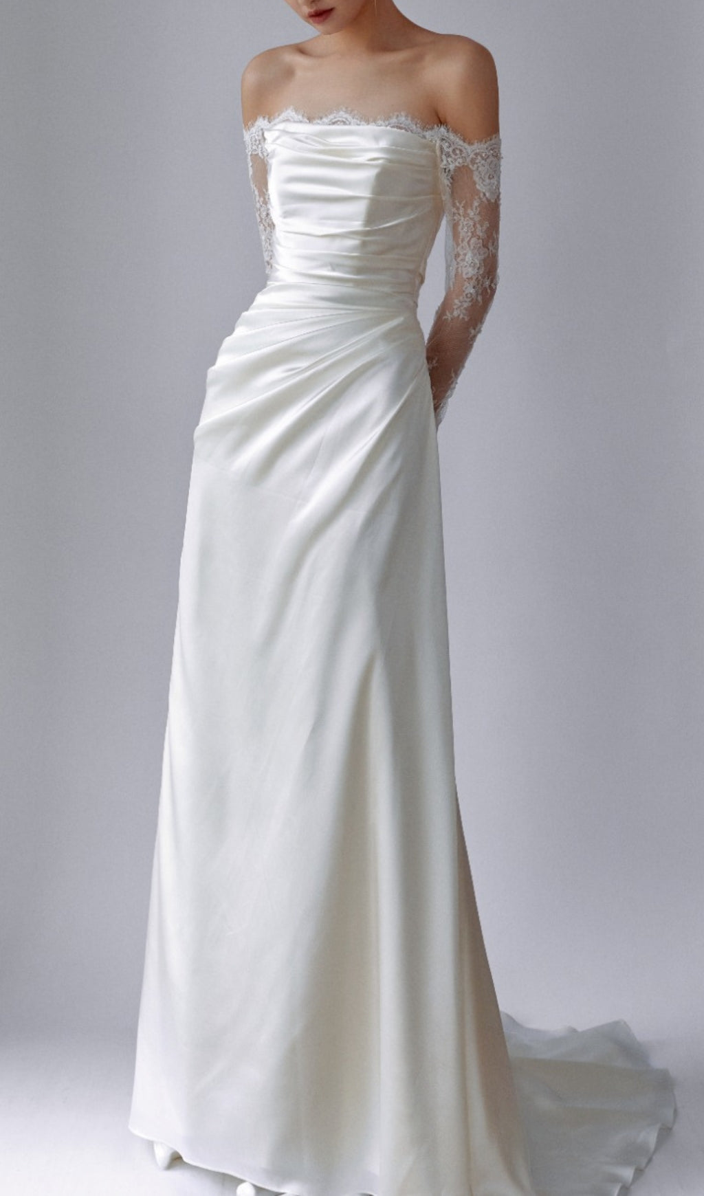 Colleen Off-Shoulder Lace Wedding Dress with Pockets