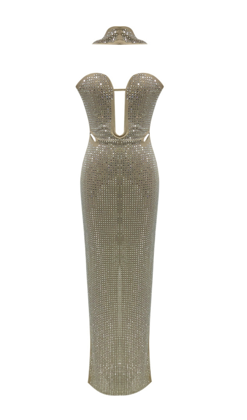 Dazzling Crystal Halter Maxi Gown
