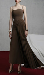 Hutch Sienna Brown Pleated Maxi Dress
