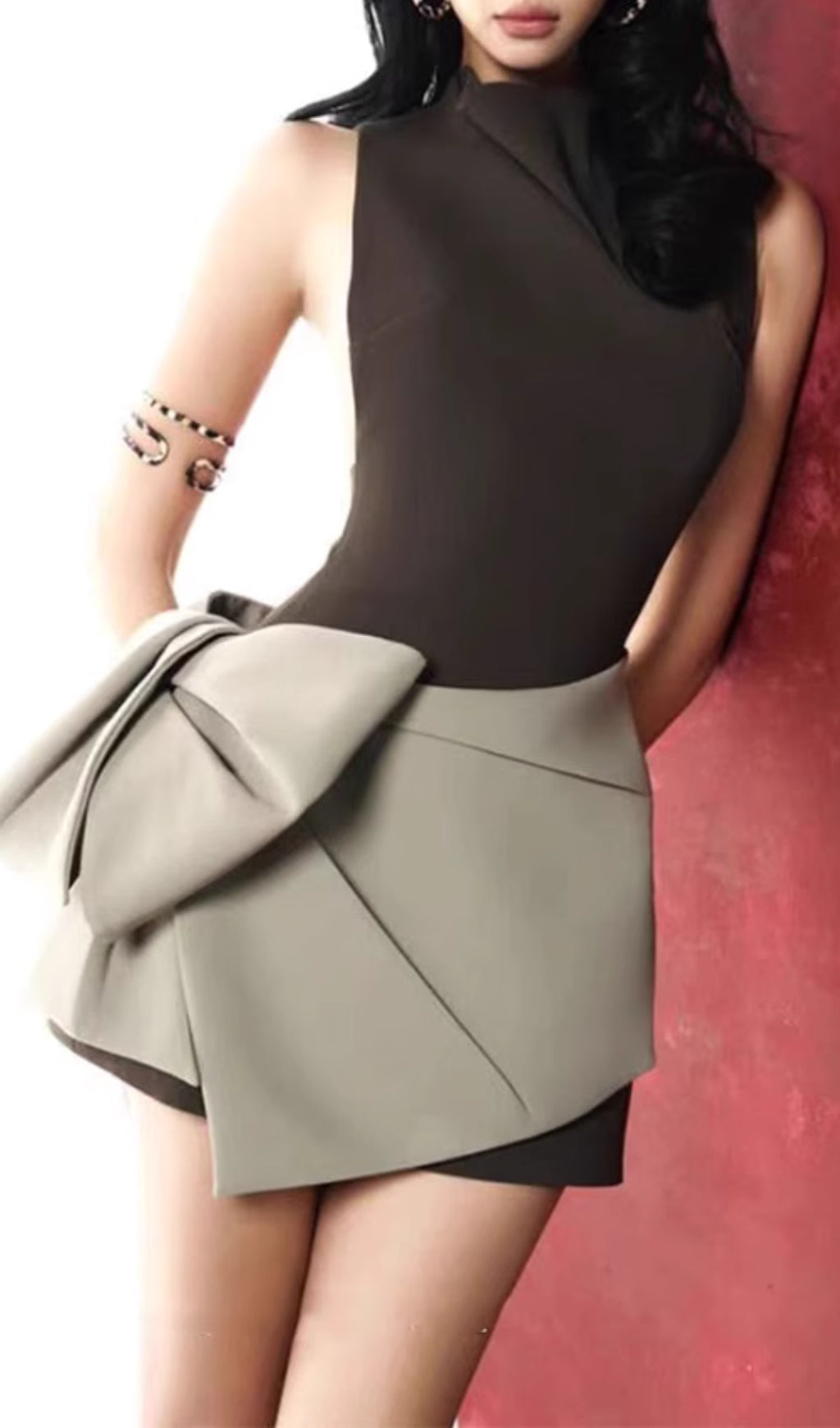 Elaine Chic Sculptural Bow Mini Dress