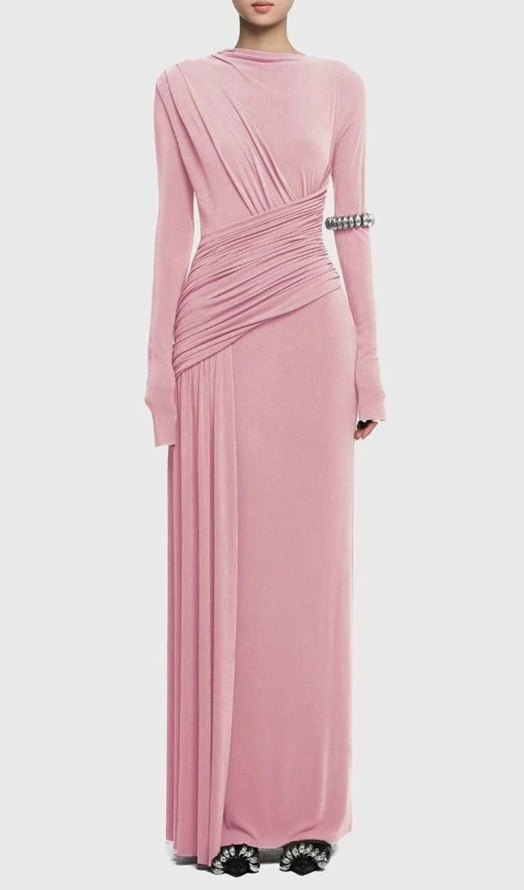 The Haruka Ruched Long Sleeve Maxi Dress