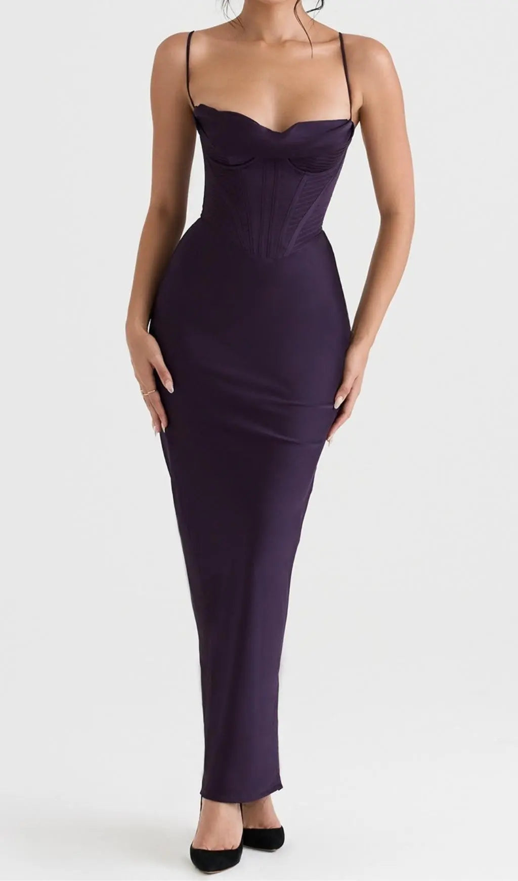 Elegant Night Shade Corset Maxi Dress