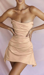 Mint Green Strapless Satin Mini Dress