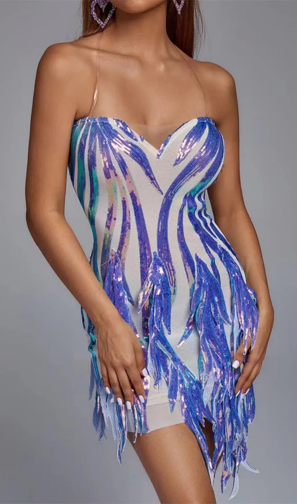 Dazzling Iridescent Sequin Fringe Mini Dress