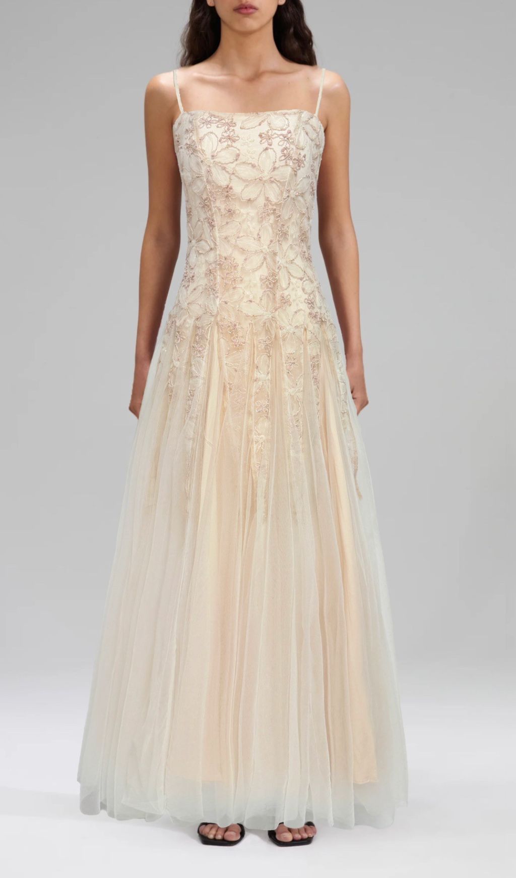 Gustave Ethereal Floral Embroidered Mesh Maxi Dress