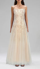 Gustave Ethereal Floral Embroidered Mesh Maxi Dress
