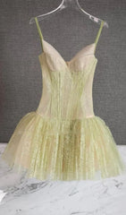 Sage Green Lace Corset Mini Dress with Tulle Skirt