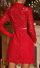 Hwita Red Lace Mini Dress