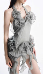 Hailey Grey Halter Maxi Dress