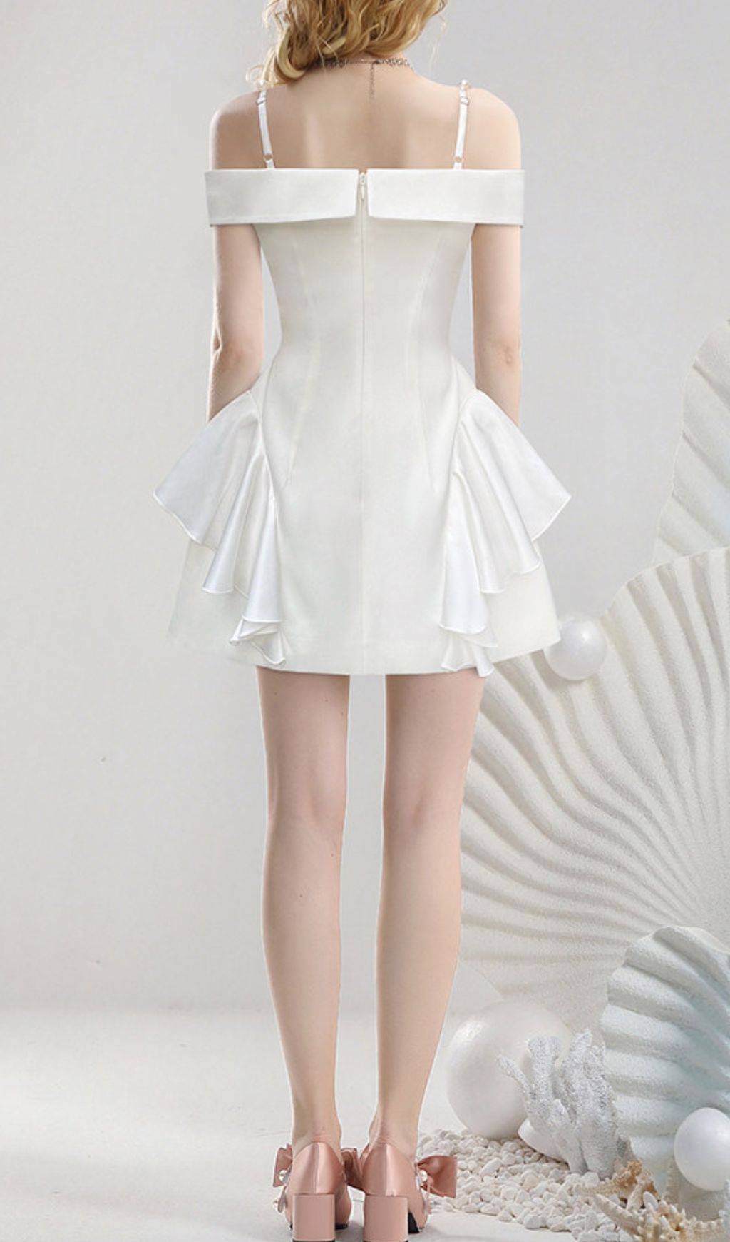 Jayleen White Ruffle Mini Dress
