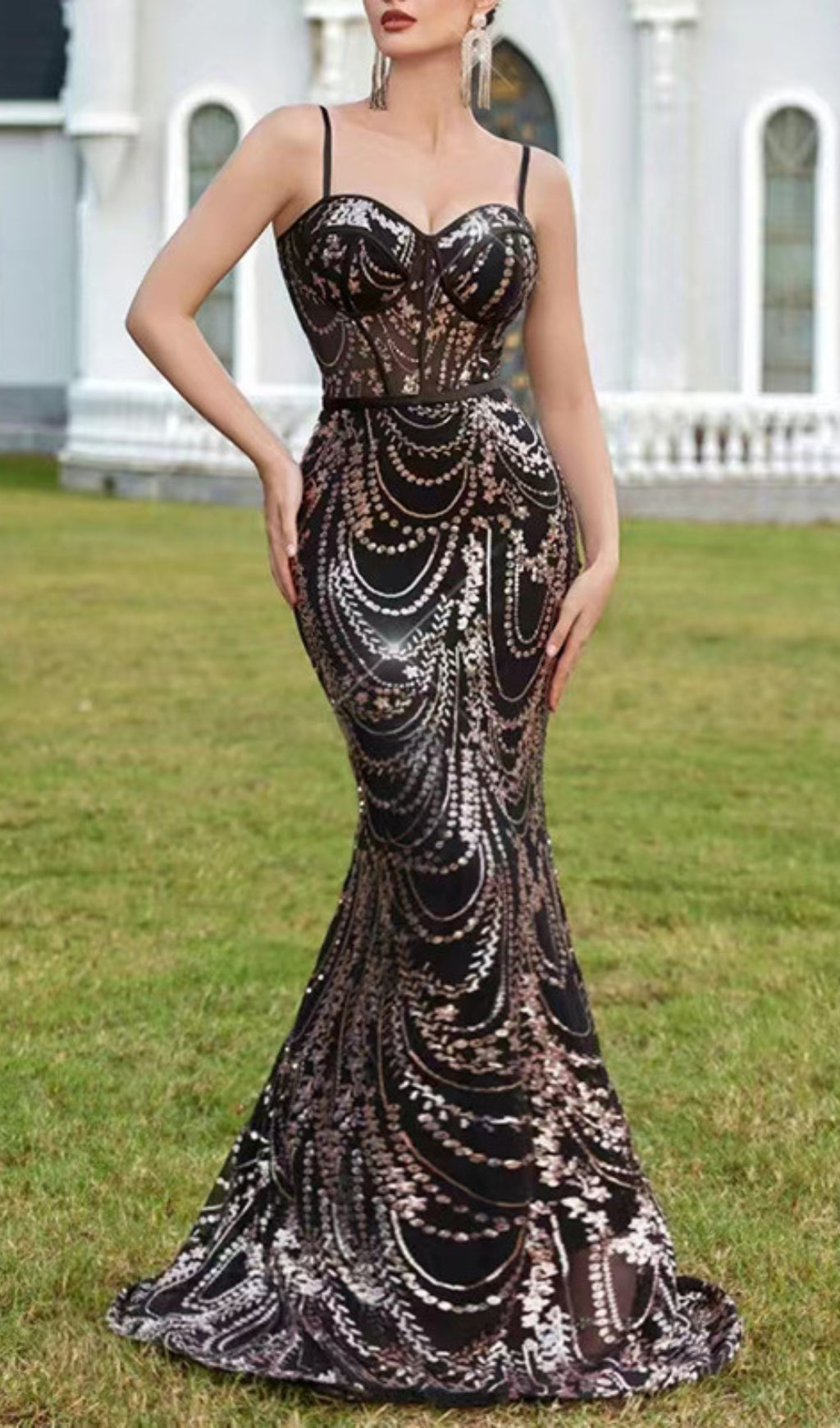 Evely Opulent Sequin Embellished Maxi Dress