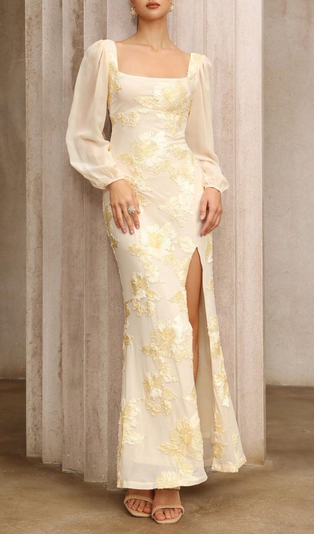 Kadence Sunlit Yellow Floral Maxi Dress