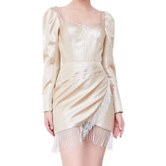 Syre Glamorous Shimmer Fringe Mini Dress