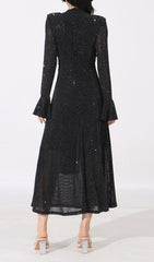 Encarna Black Diamond Shimmer Midi Dress