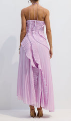 Finneas Lavender Halter Pleated Maxi Dress