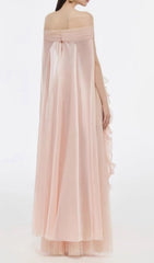 Johanna Off-Shoulder Mesh Ruffle Maxi Gown