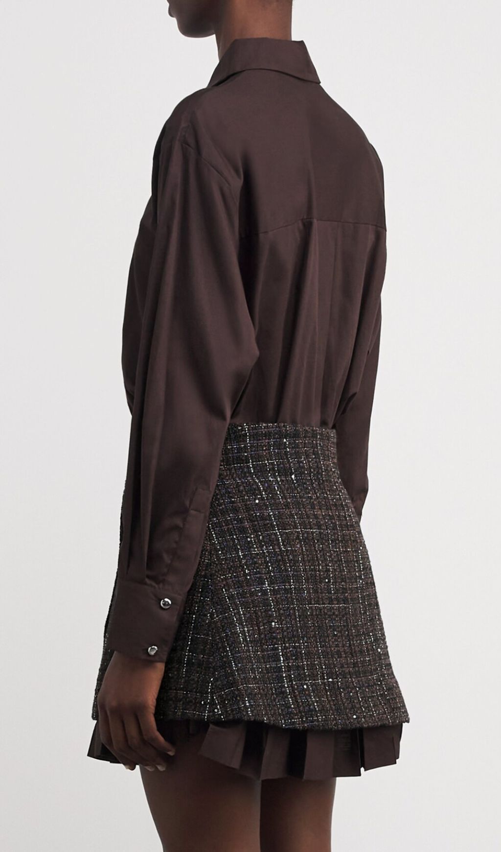 Chic Tweed Asymmetrical Mini Shirtdress
