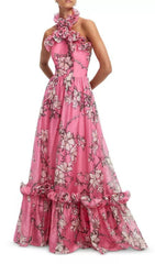 Isabelle Floral Ruffled Halter Maxi Dress
