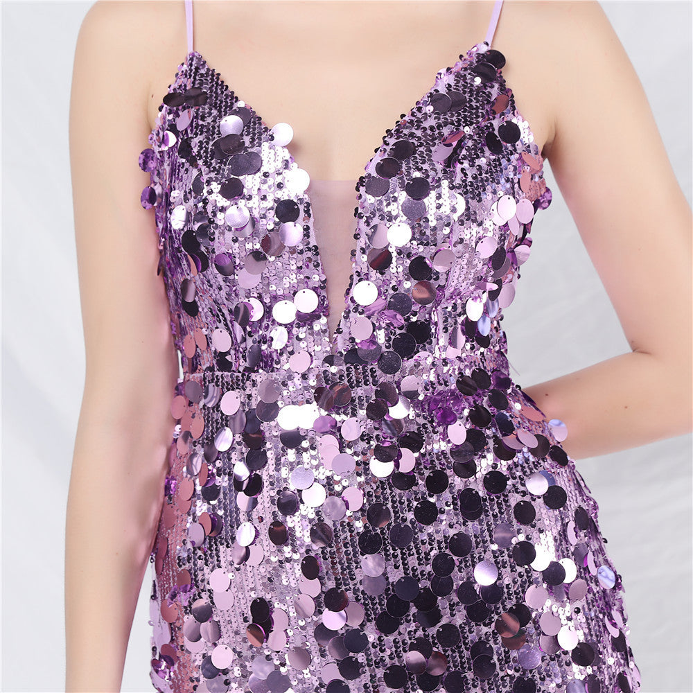 Chole Dazzling Purple Sequin Maxi Dress