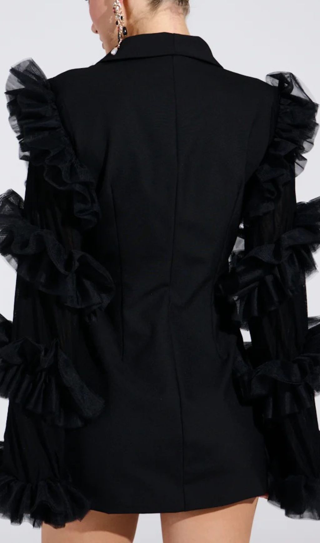 Kaleena Dramatic Tulle Sleeve Blazer Dress