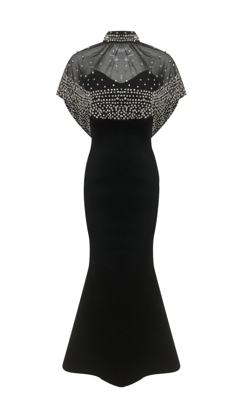 Duana Black Crystal Maxi Gown