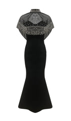 Duana Black Crystal Maxi Gown