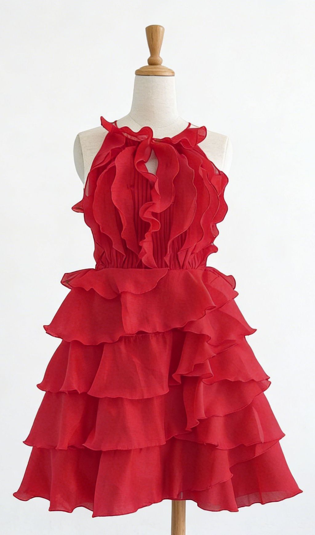 Kadyn Chic Pink Halter Ruffle Mini Dress