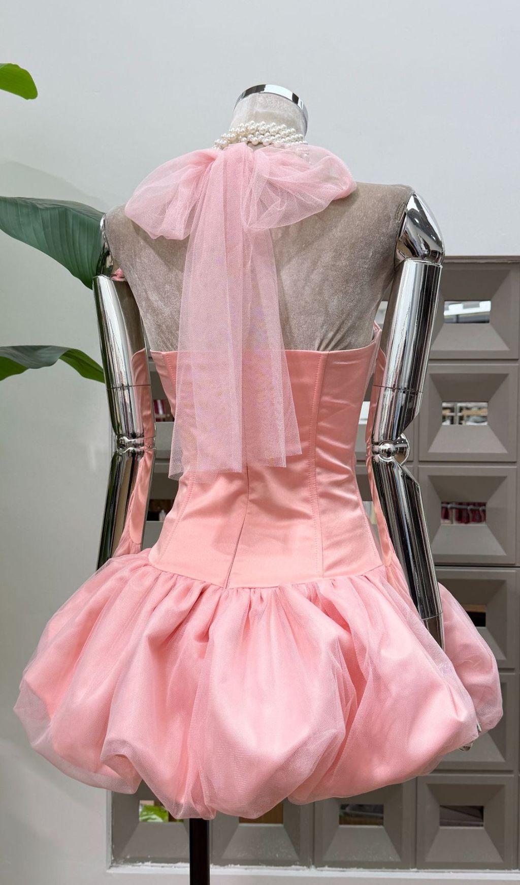 Jerrell Pink Coquette Halter Corset Tutu Mini Dress