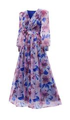 Ferial Romantic Blue Floral Maxi Dress