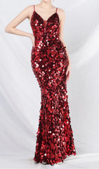 Chole Dazzling Red Sequin Strappy Maxi Dress