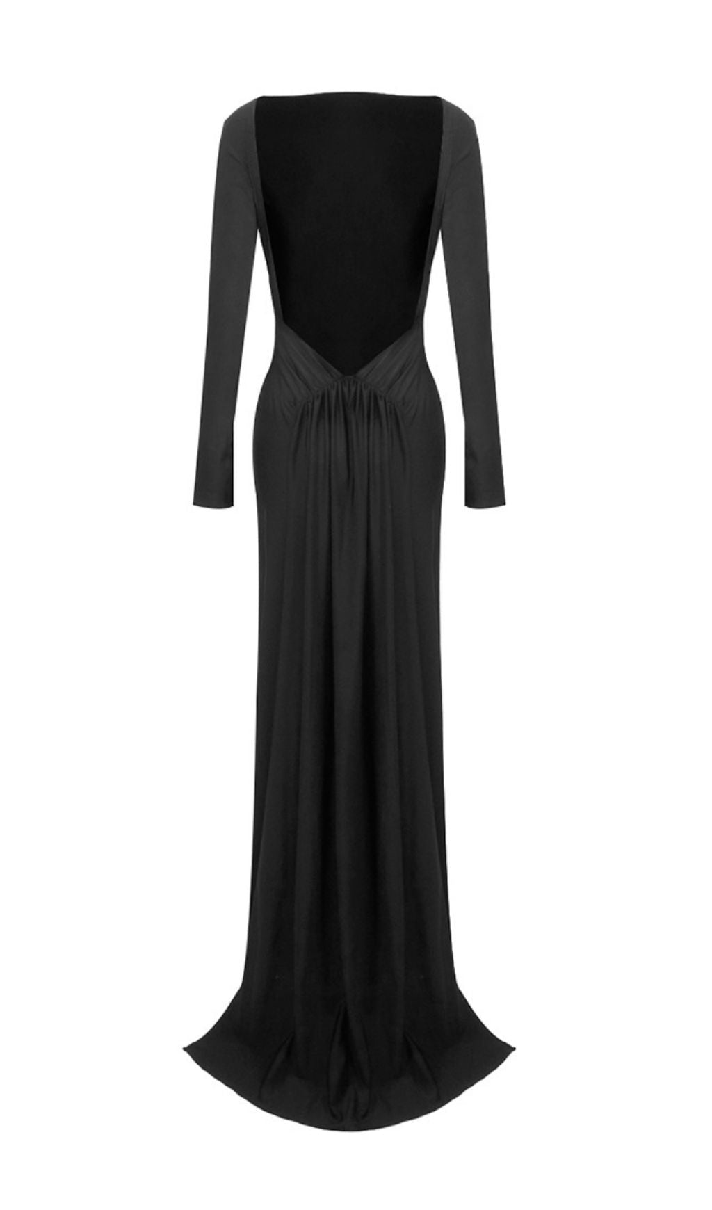Iiona Black Backless Long Sleeve Maxi Dress