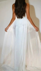 Kalene White Strapless Tulle High-Low Mini Dress